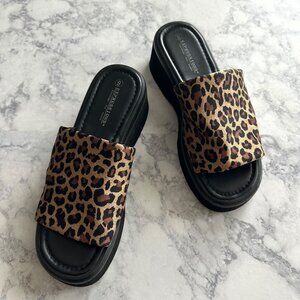 Expressions 90's Y2K Leopard Slide Sandals